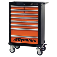 Armoire &agrave; outils mobile, 10 tiroirs, 28" la x 18" p x 43-1/4" h, Noir/Orange Seaboard Timber Mart