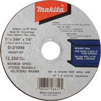 Thin Kerf Cut-Off Wheel, 5" x 3/64", 7/8" Arbor, Type 1, Aluminum Oxide, 12200 RPM Seaboard Timber Mart