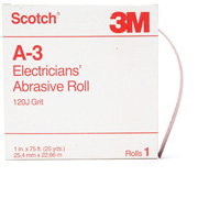 Scotch&reg; A-3 Electrician's Abrasive Roll, Aluminum Oxide, 1" W x 75' L, 120 Grit Seaboard Timber Mart