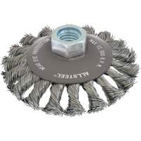 Brosse m&eacute;tallique AllSteel, Dia. 4", Fils 0,02", Arbre 5/8"-11, Acier Seaboard Timber Mart