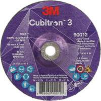 Cubitron 3 Cut and Grind Wheel, 4" x 5/32", 3/8" Arbor, Type 27, 36 Grit, Ceramic Seaboard Timber Mart