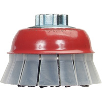 Knotted Wire Cup Brush with Protective Guard, 4" Dia. x 5/8"-11 Arbor Seaboard Timber Mart