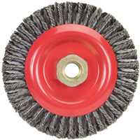 Brosse &agrave; fils nou&eacute;s pour cordons de soudure pour meuleuse angulaire, Dia. 5", Fils 0,02", Arbre 5/8"-11, Acier Seaboard Timber Mart
