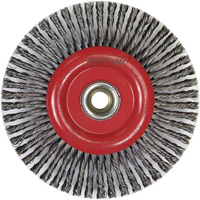 Brosse &agrave; fils nou&eacute;s pour cordons de soudure pour meuleuse angulaire, Dia. 6", Fils 0,02", Arbre 5/8"-11, Acier Seaboard Timber Mart