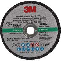 General Purpose Cut-Off Wheel, 01987, 3" x 0.04"/1/32", 3/8" Arbor, Aluminum Oxide Seaboard Timber Mart