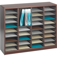 E-Z Stor&reg; Literature Organizer, Stationary, 36 Slots, Wood, 40" W x 3/4" D x 32-1/2" H Seaboard Timber Mart