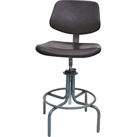 Tabouret rectangulaire avec dos de s&eacute;rie 600, Mobile, Ajustable, 25" - 31", Polyur&eacute;thane Si&egrave;ge, Noir Seaboard Timber Mart