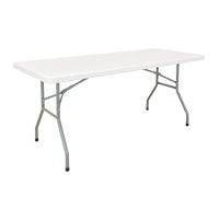Folding Table, Rectangular, 72" L x 30" W, Polyethylene, White Seaboard Timber Mart