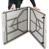 Fold-in-Half Table, Rectangular, 72" L x 30" W, Polyethylene, White Seaboard Timber Mart