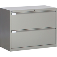 Lateral Filing Cabinet, Steel, 2 Drawers, 36" W x 18" D x 27-7/8" H, Grey Seaboard Timber Mart