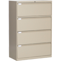 Lateral Filing Cabinet, Steel, 4 Drawers, 36" W x 18" D x 53-3/8" H, Beige Seaboard Timber Mart