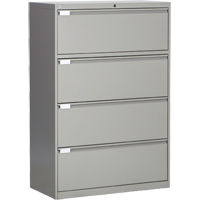 Lateral Filing Cabinet, Steel, 4 Drawers, 36" W x 18" D x 53-3/8" H, Grey Seaboard Timber Mart