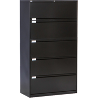 Lateral Filing Cabinet, Steel, 5 Drawers, 36" W x 18" D x 65-1/2" H, Black Seaboard Timber Mart