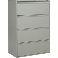 Lateral Cabinet, Steel, 4 Drawers, 36" W x 19-1/4" D x 52-6/100" H, Grey Seaboard Timber Mart