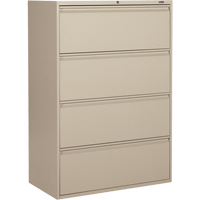 Lateral Cabinet, Steel, 4 Drawers, 36" W x 19-1/4" D x 52-6/100" H, Beige Seaboard Timber Mart
