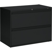 Lateral Cabinet, Steel, 2 Drawers, 36" W x 19-1/4" D x 27-31/100" H, Black Seaboard Timber Mart