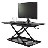Adjustable Stand-Up Desk, Desktop Unit, 15-3/4" H x 31-1/2" W x 22-1/2" D, Black Seaboard Timber Mart