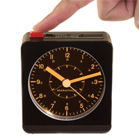 Desk Alarm Clock, Analog, Battery Operated, 3.5" W x 1.5" D x 3.75" H, Black Seaboard Timber Mart