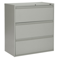 Lateral Filing Cabinet, Steel, 3 Drawers, 36" W x 19-1/4" D x 39-3/50" H, Grey Seaboard Timber Mart