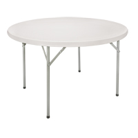 Folding Table, Round, 48" L x 48" W, Polyethylene, White Seaboard Timber Mart