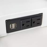 Soar Sit/Stand Electric Desk with Dual Monitor Arm, Desktop Unit, 37-1/4" H x 27-3/4" W x 22" D, White Seaboard Timber Mart