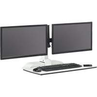 Soar Sit/Stand Electric Desk with Dual Monitor Arm, Desktop Unit, 37-1/4" H x 27-3/4" W x 22" D, White Seaboard Timber Mart