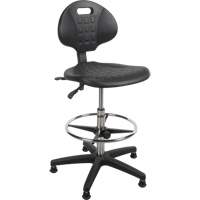 Heavy-Duty Ergonomic Stool, Stationary, Adjustable, 39” - 48”, Polyurethane Seat, Black Seaboard Timber Mart