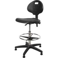 Heavy-Duty Ergonomic Stool, Stationary, Adjustable, 39” - 48”, Polyurethane Seat, Black Seaboard Timber Mart