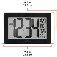 Self-Setting & Self-Adjusting Wall Clock with Stand, Digital, Battery Operated, Black Seaboard Timber Mart