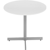Newland Height-Adjustable Round Table, 36" L x 36" W x 29" H, 1" Top, Laminate/Polypropylene, White Seaboard Timber Mart