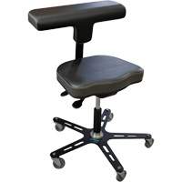 VEGA-T Ergonomic Industrial Chair, Mobile, Adjustable, Vinyl Seat, Black Seaboard Timber Mart