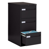 Vertical Filing Cabinet with Recessed Drawer Handles, 3 Drawers, 18.15" W x 26.56" D x 40" H, Black Seaboard Timber Mart