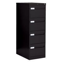 Vertical Filing Cabinet with Recessed Drawer Handles, 4 Drawers, 18.15" W x 26.56" D x 52" H, Black Seaboard Timber Mart