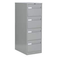 Vertical Filing Cabinet with Recessed Drawer Handles, 4 Drawers, 18.15" W x 26.56" D x 52" H, Grey Seaboard Timber Mart