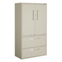 Armoire Multi-Stor, Acier, 3 Tablettes, 65-1/4" h x 36" la x 18" P, Beige Seaboard Timber Mart