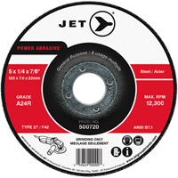 POWER ABRASIVE&reg; Grinding Wheel, 5" x 1/4", 7/8" Arbor, Type 27 Seaboard Timber Mart
