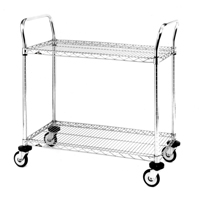 Standard-Duty Utility Cart With Wire Shelves, Chrome Plated, 24" x 39" x 36", 375 lbs. Capacity Seaboard Timber Mart