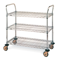 Standard-Duty Utility Cart With Wire Shelves, Chrome Plated, 24" x 39" x 36", 375 lbs. Capacity Seaboard Timber Mart