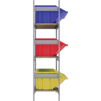 Wide Span Shelving with Jumbo Plastic Bins, Steel, Boltless, 800 lbs. Capacity, 66" W x 60" H x 18" D Seaboard Timber Mart