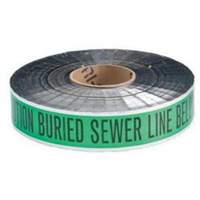 Ruban d'avertissement de danger souterrain Sewer Line Identoline, 2" la x 1000' lo, Noir sur vert Seaboard Timber Mart