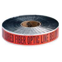 Ruban d'avertissement de danger souterrain Fiber Optic Line Identoline, 2" la x 1000' lo, Noir/orange Seaboard Timber Mart