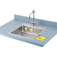 Poste de douche oculaire Swing-Away, Installation Montage sur comptoir Seaboard Timber Mart