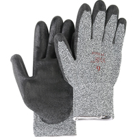 Salt & Pepper Knit Gloves With Black Palm Coating, Size Small/7, Polyurethane Coated, HPPE Shell, ANSI/ISEA 105 Level 2 Seaboard Timber Mart
