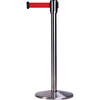 Free-Standing Crowd Control Barrier, Steel, 35" H, Red Tape, 7' Tape Length Seaboard Timber Mart