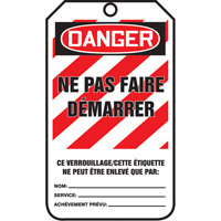 &eacute;tiquettes de verrouillage, Papier cartonn&eacute;, 3-1/8" la x 5-7/8" h, Français Seaboard Timber Mart