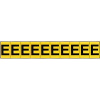 Rep&egrave;res adh&eacute;sifs &agrave; lettres individuelles, E, 1" h, Noir sur jaune Seaboard Timber Mart