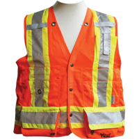 Vestes de s&eacute;curit&eacute; pour arpenteur, Orange haute visibilit&eacute;, Moyen, Polyester Seaboard Timber Mart