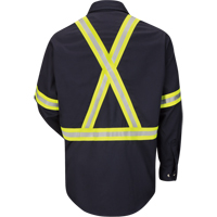 Work Shirt with Reflective Trim, Cotton/Nylon, Medium, High Visibility Orange Seaboard Timber Mart