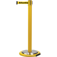 Free-Standing Crowd Control Barrier, Steel, 35" H, Yellow Tape, 7' Tape Length Seaboard Timber Mart