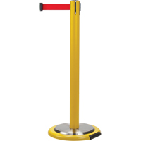 Free-Standing Crowd Control Barrier, Steel, 35" H, Red Tape, 12' Tape Length Seaboard Timber Mart